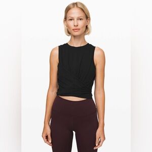 Lululemon Time To Restore Black Wrap Tank Top Size 8